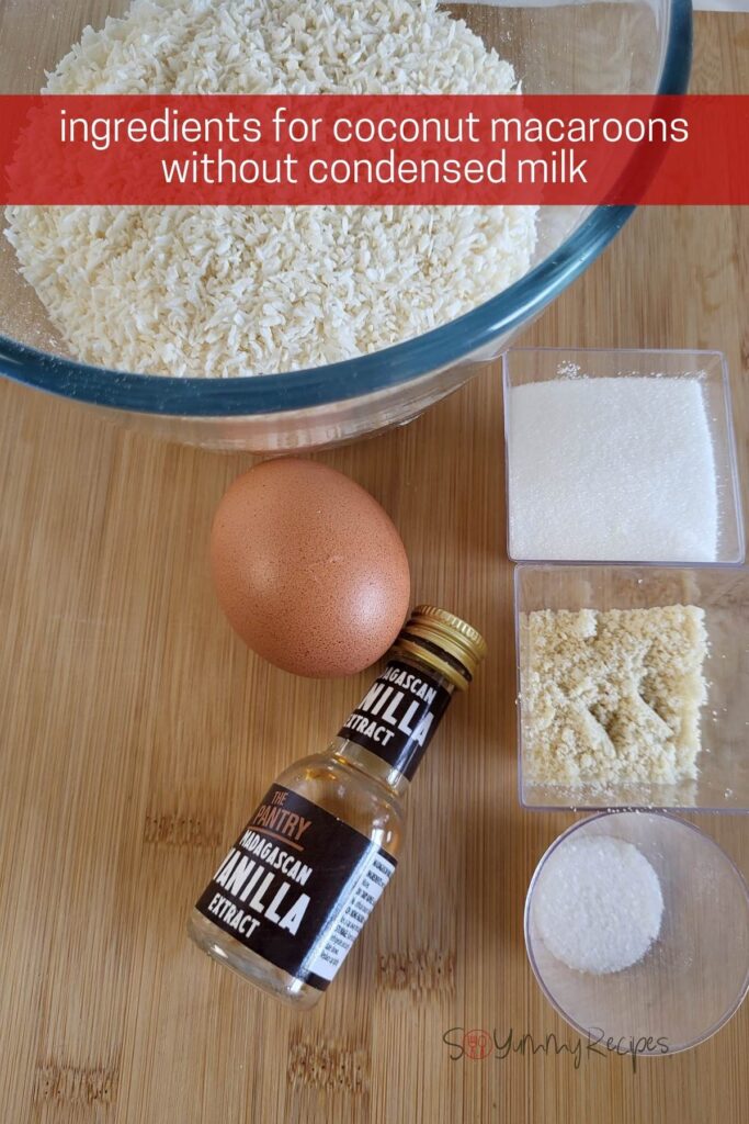 Ingredients for coconut macaroons.