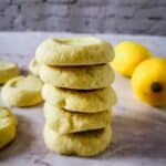 A stack of lemon shortbread cookies.