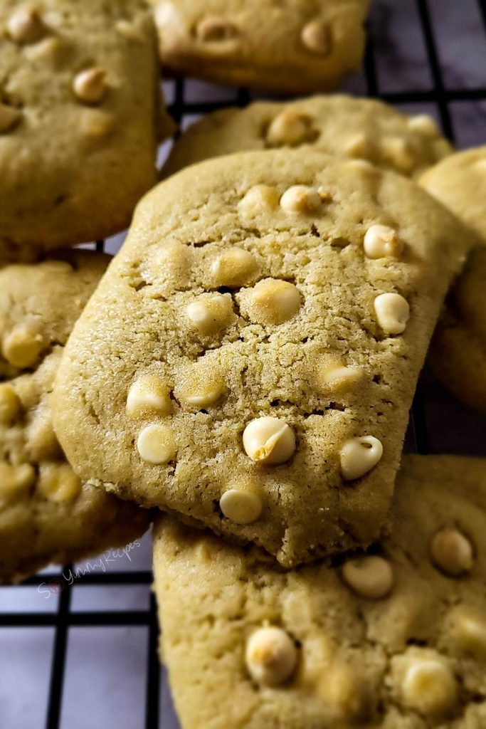 Chewy cookies with white chocolate chips.