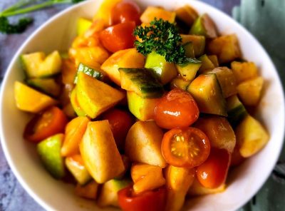 Cucumber and Tomato Salad with Spicy Dressing