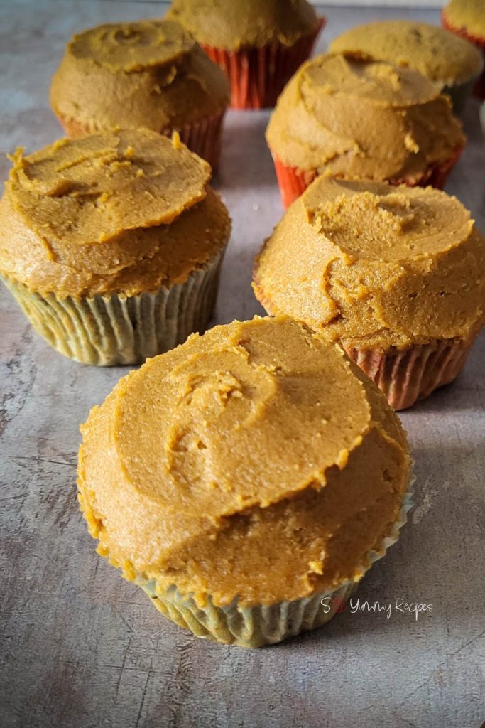coffee flavored cupcakes frosted with coffee flavored buttercream.