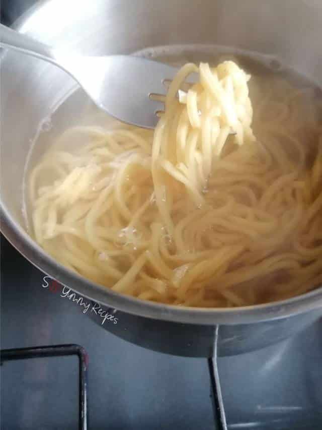 boiling noodles.