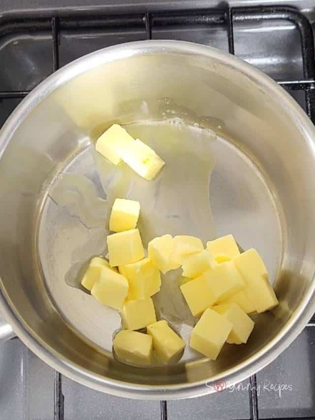 chopped butter in a saucepan.