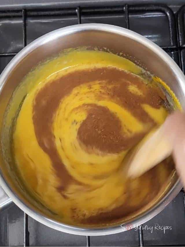 butter and milk mixture added with pumpkin pie spice.