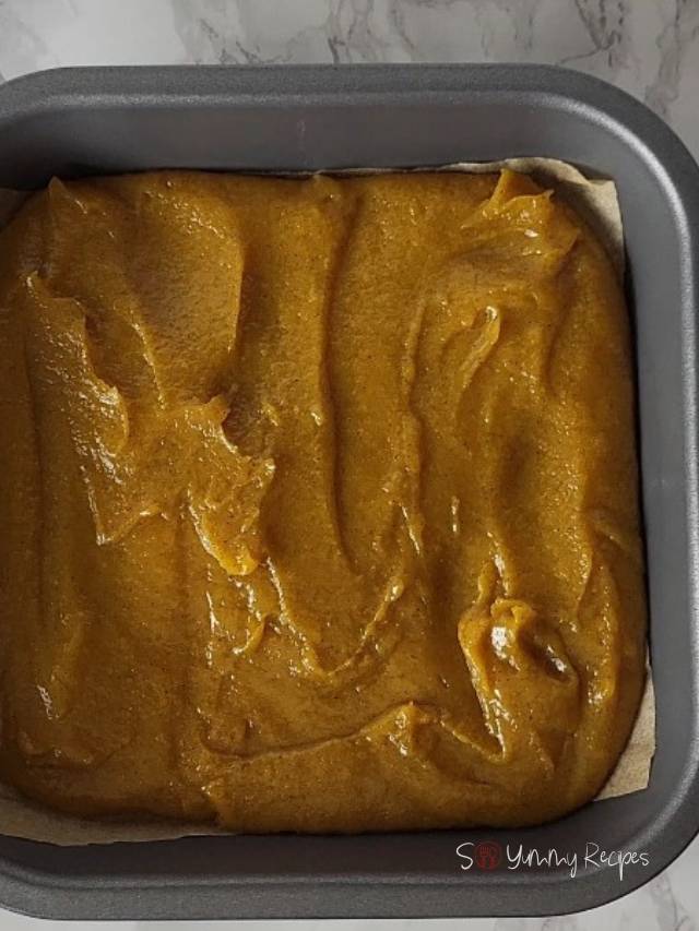 Fudge mix on a pan.