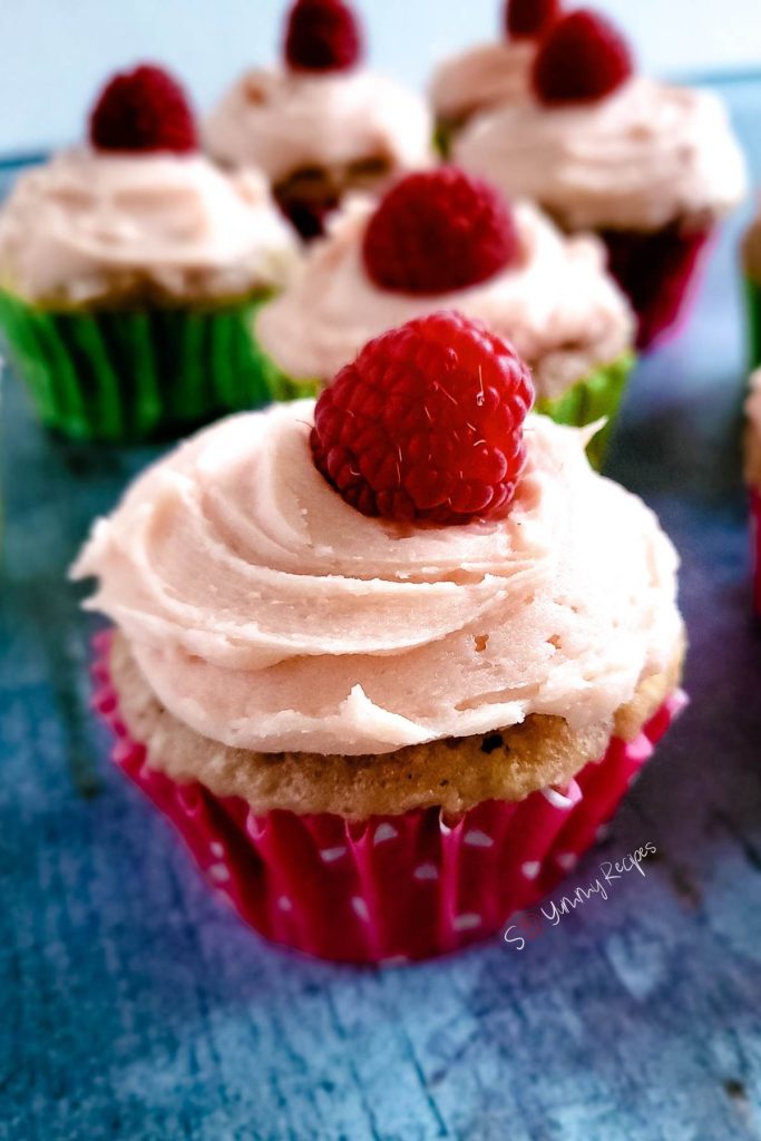 Raspberry cupcakes.