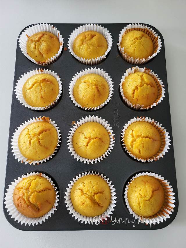 Ready baked orange cardamom muffins.