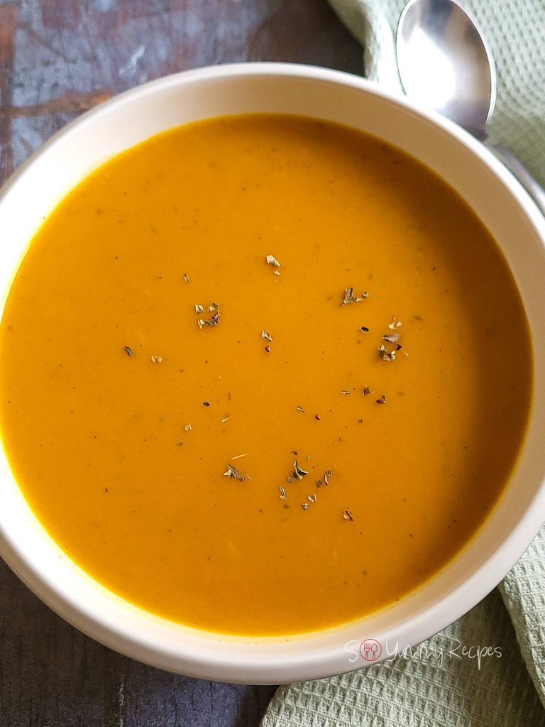 Blended pumpkin soup.