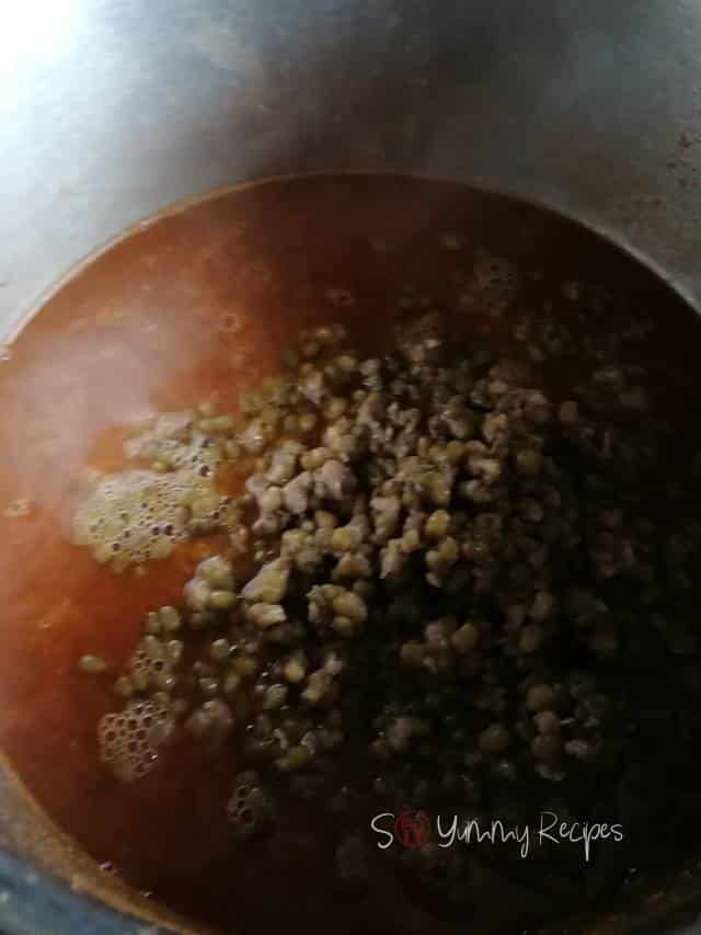 Green moong dal in spice mixture.