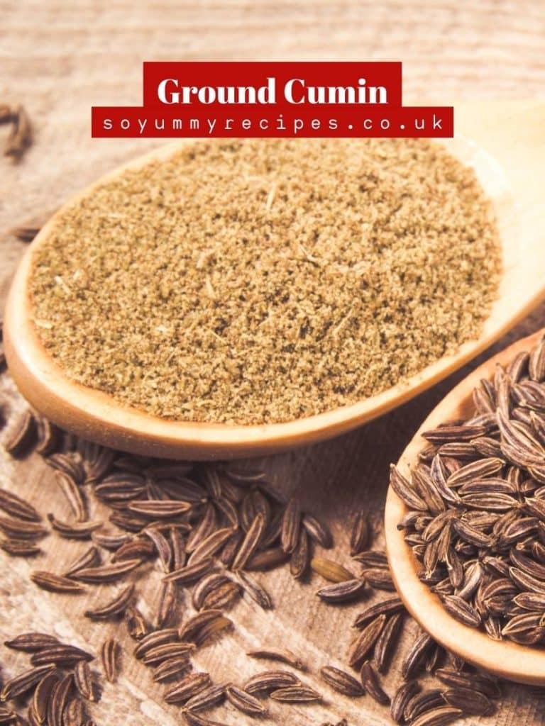 ground cumin and cumin seeds.