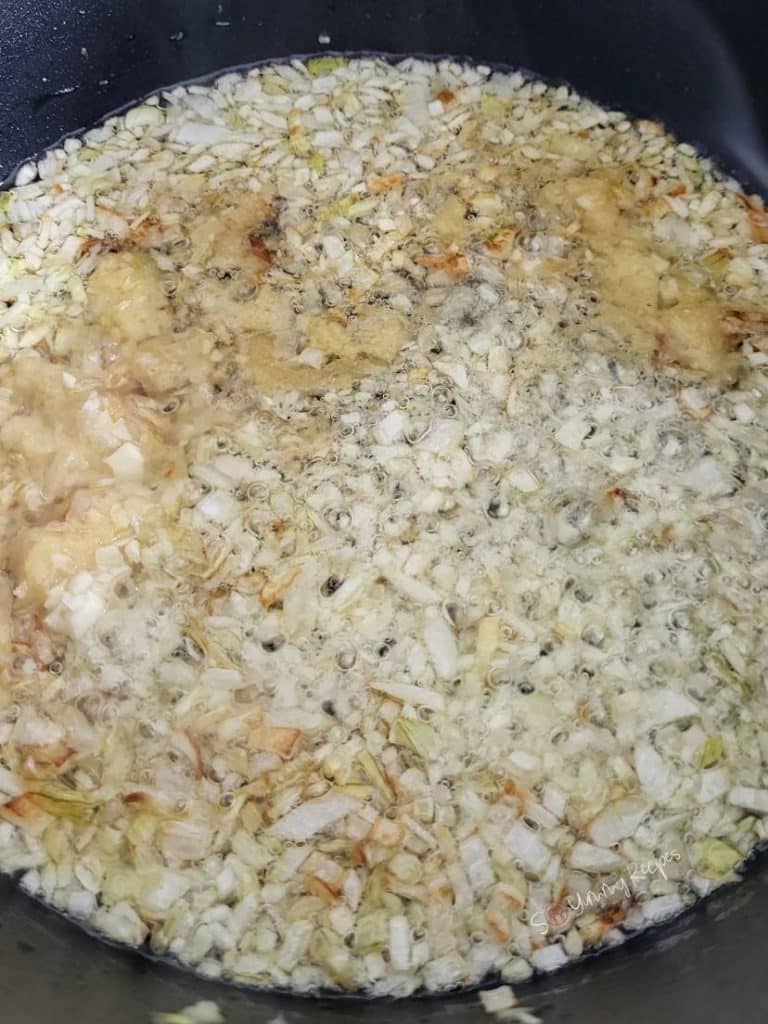 chopped onion, and ginger garlic paste.