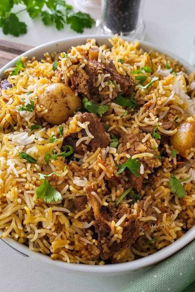 Pakistani lamb biryani.