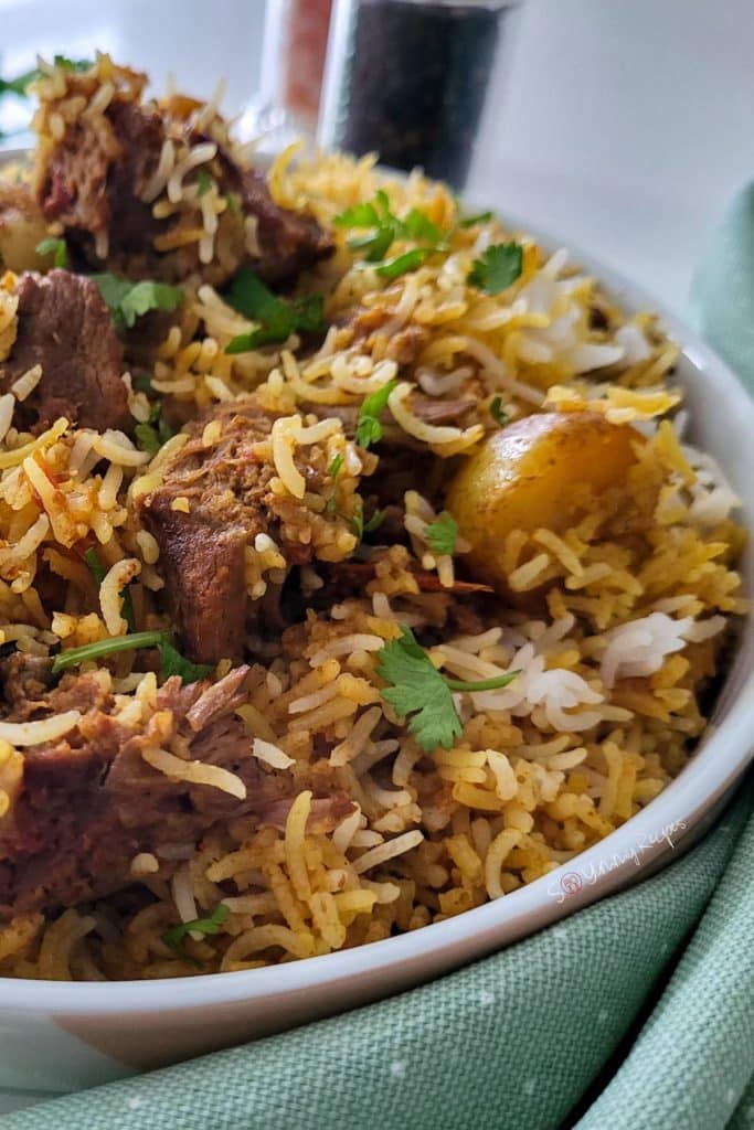 Lamb biryani.