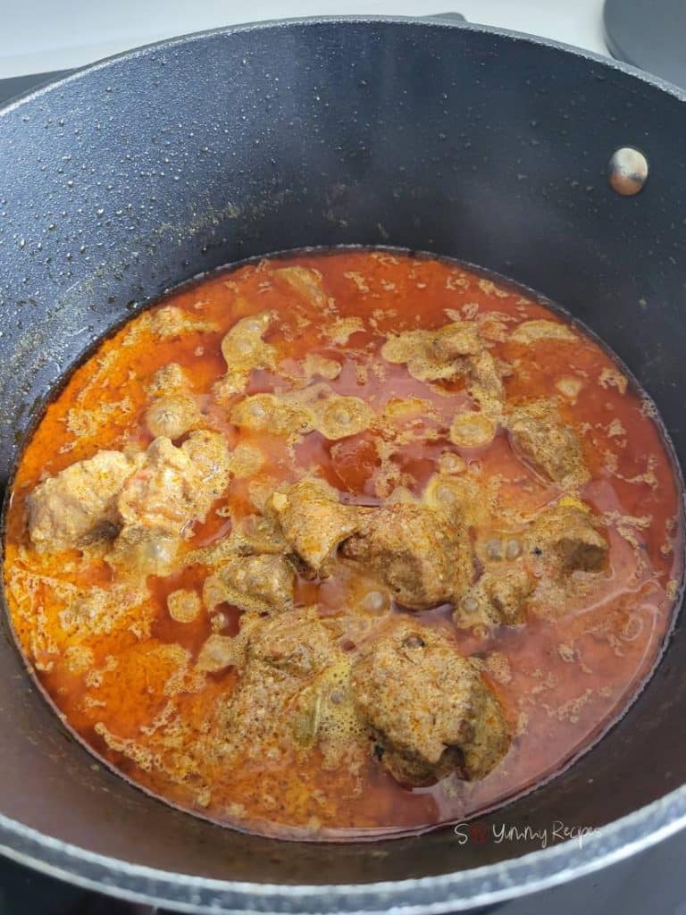 lamb meat cooked in masala spices.