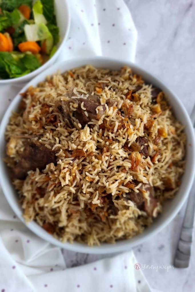 Indonesian lamb pilaf rice.