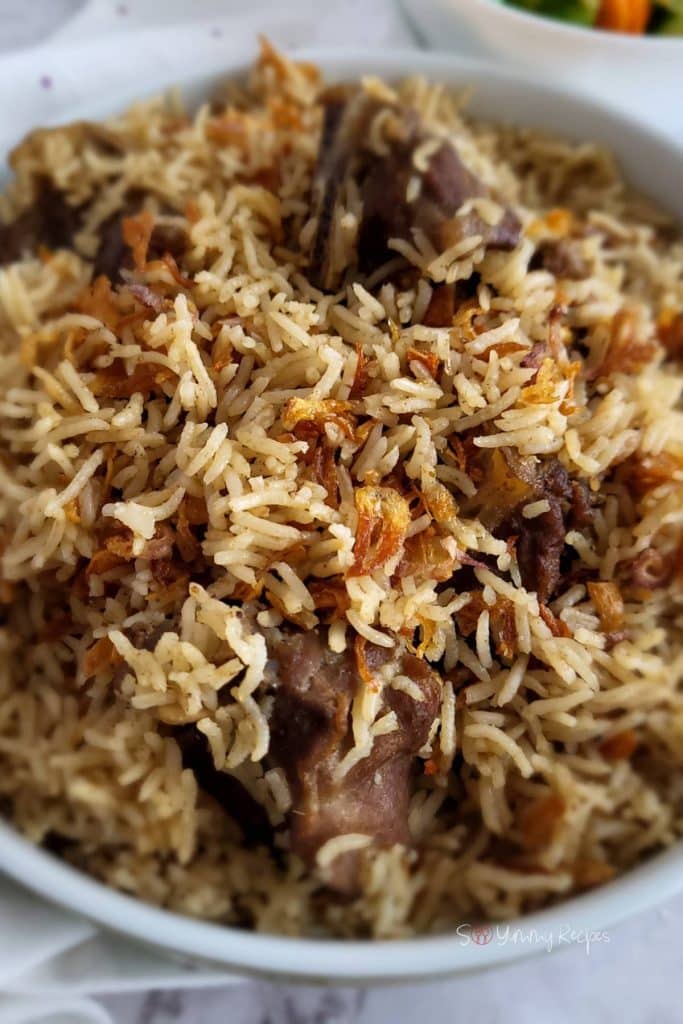 Arab Indonesian spiced rice with lamb - Nasi Kebuli.