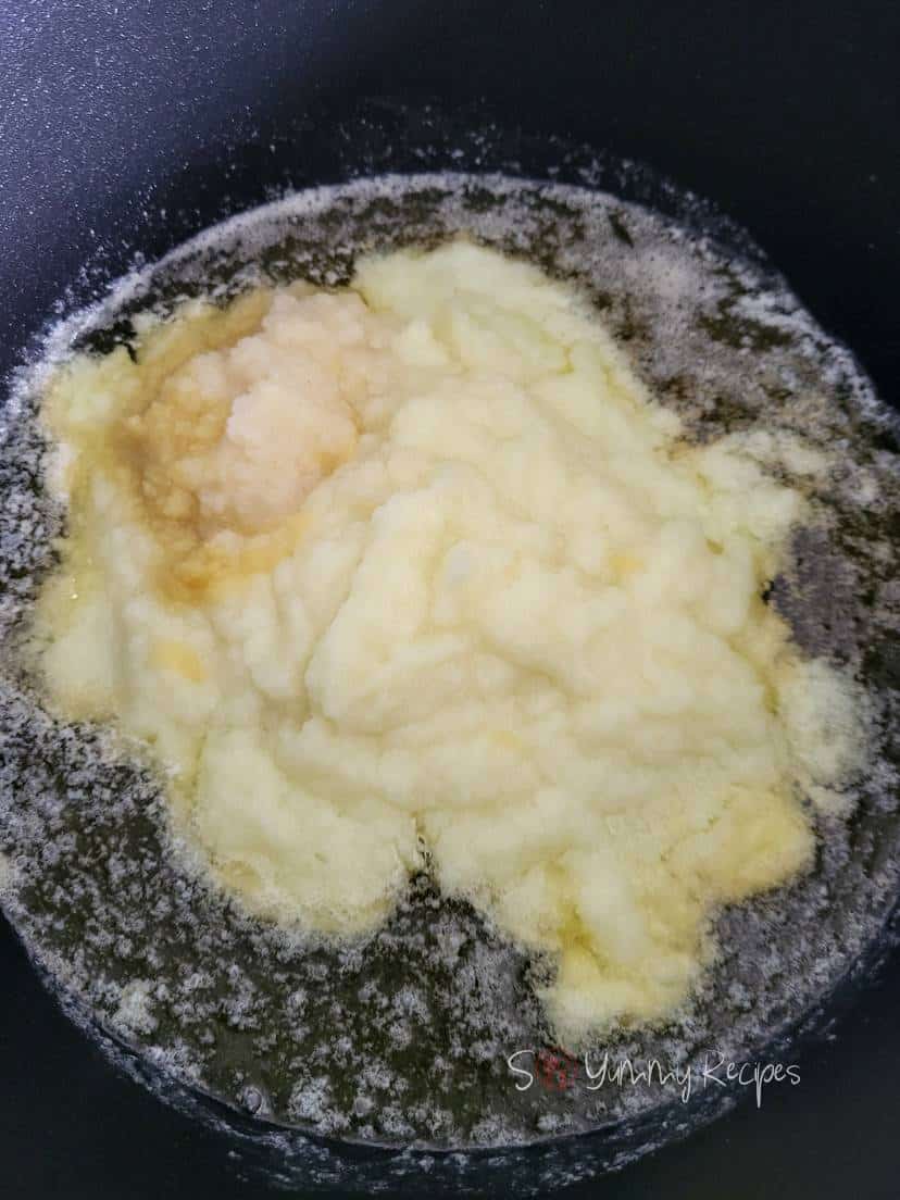 Onion, ginger, and garlic paste in oil.