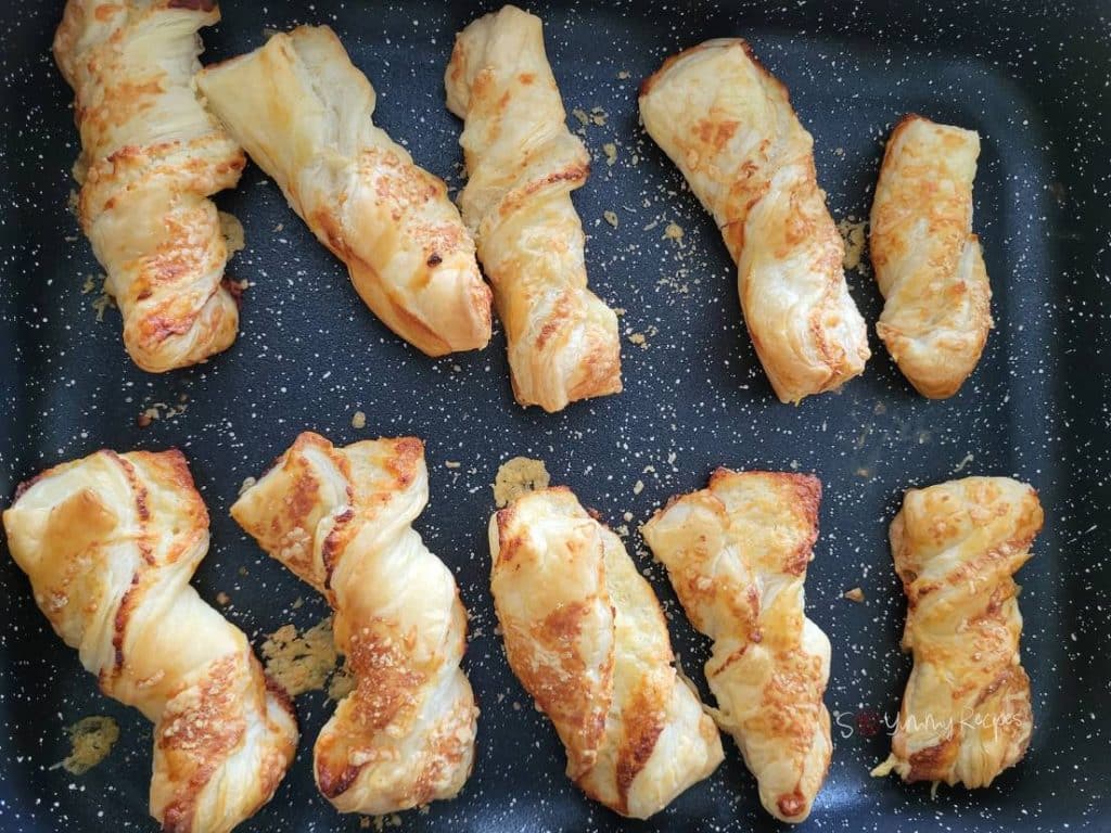 Ready baked cheese pastry straws.