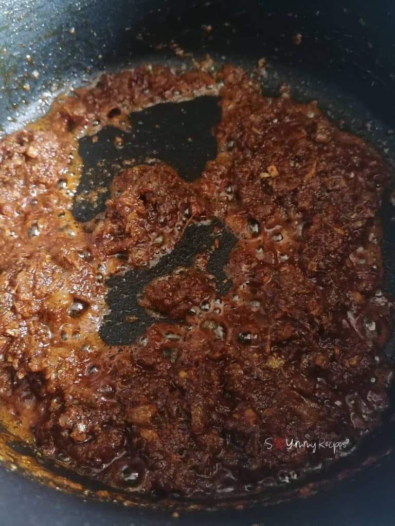 Masala spices in oil.