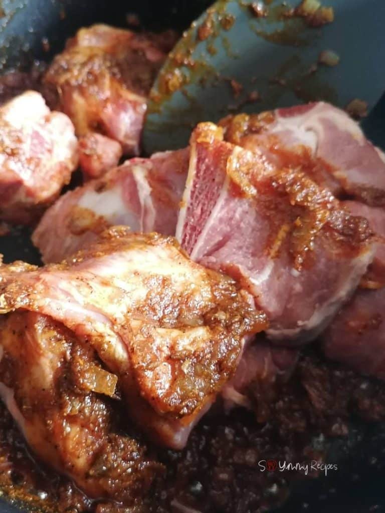 lamb meat coated with spices.