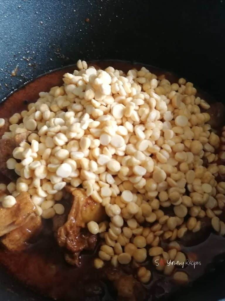 Chana dal over meat curry.