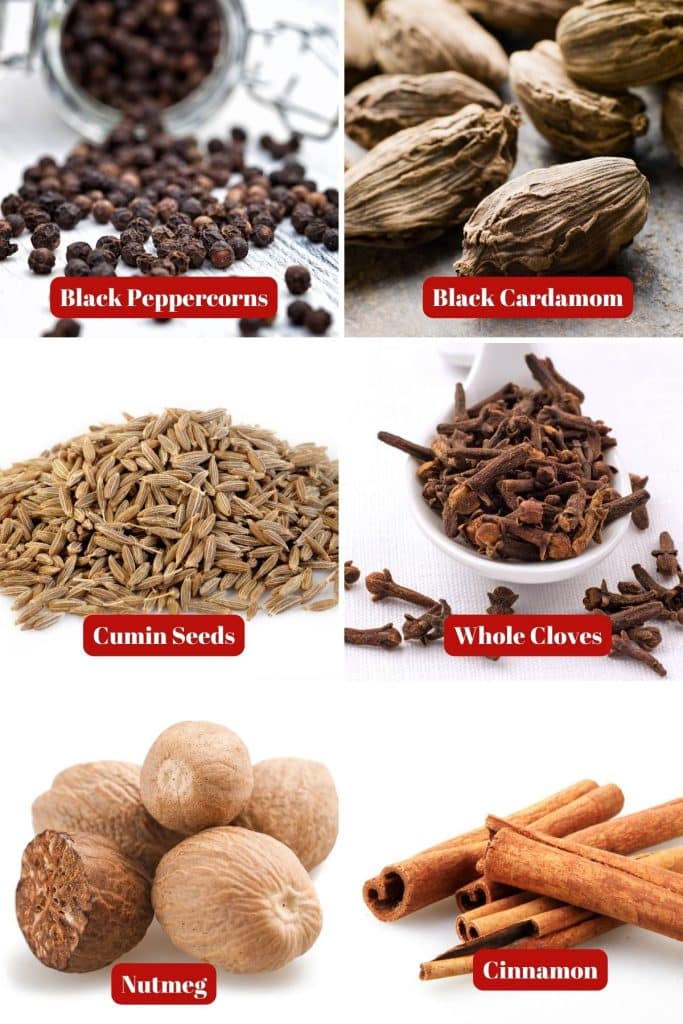 photo collage of whole spices.