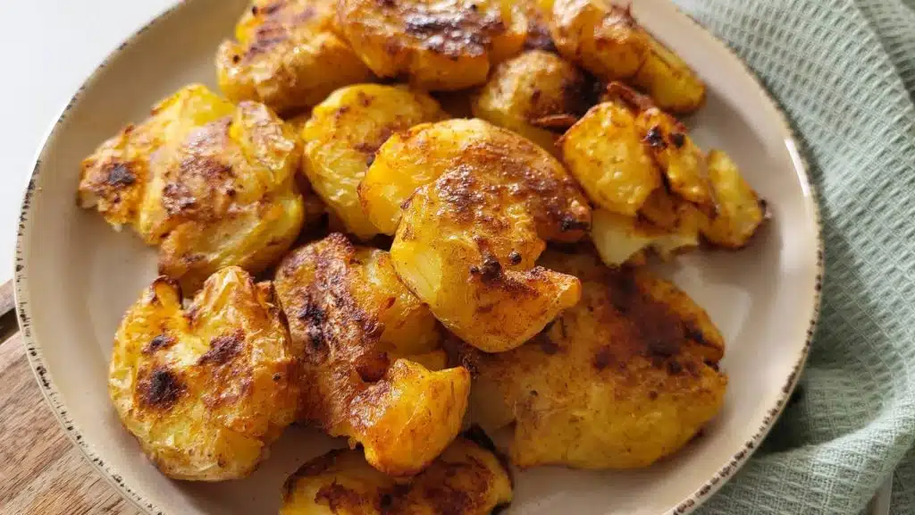 Air fried smashed potatoes.