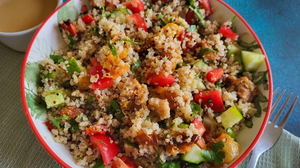 Quinoa salad with roast tomatoes.