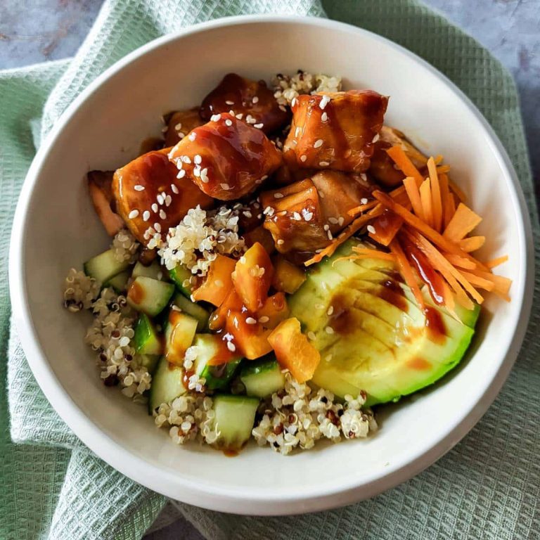 Salmon quinoa bowl.