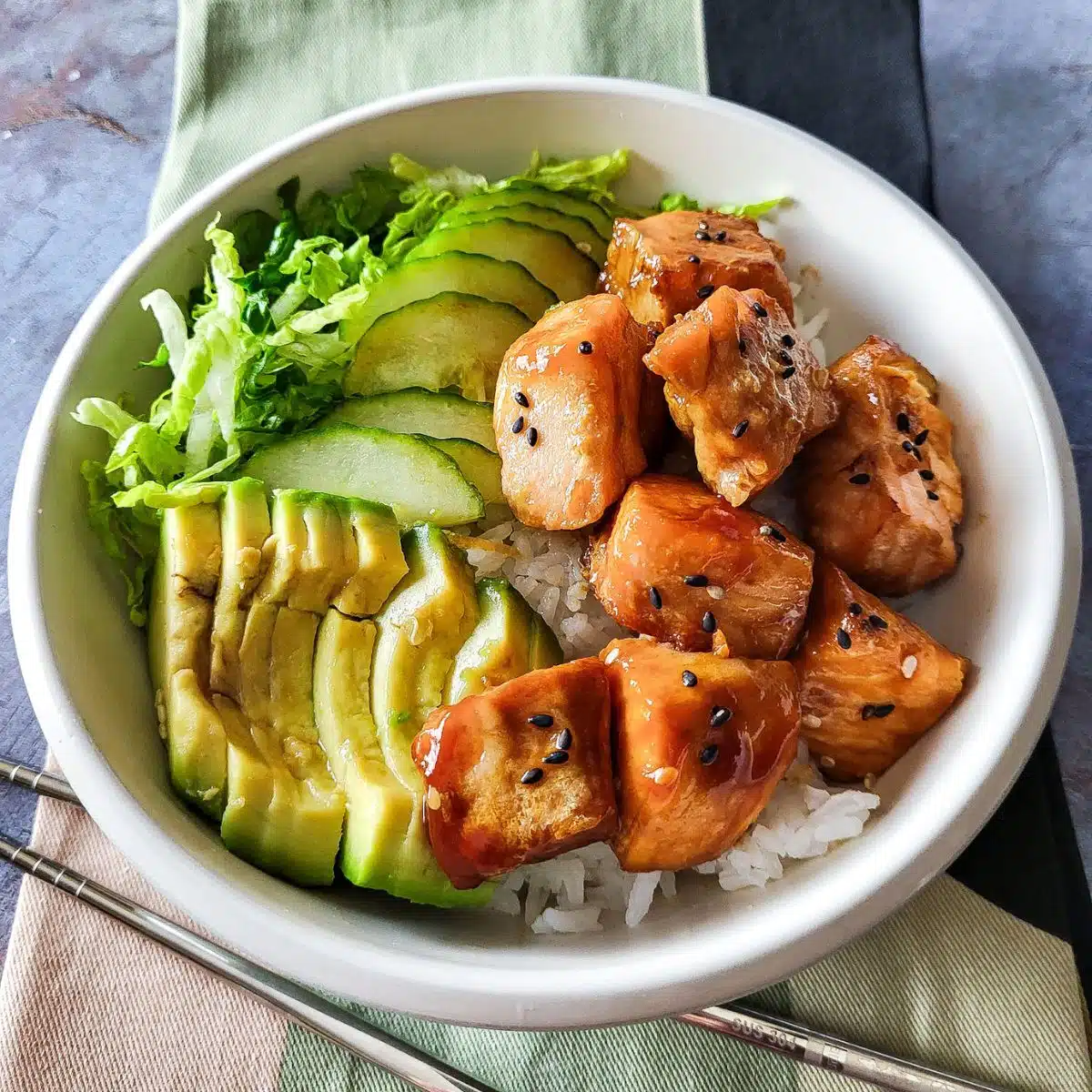 Teriyaki Salmon Bowl.