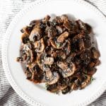 A dish of air fried mushrooms.