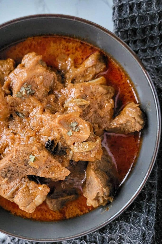 Kashmiri Rogan Josh in a bowl.