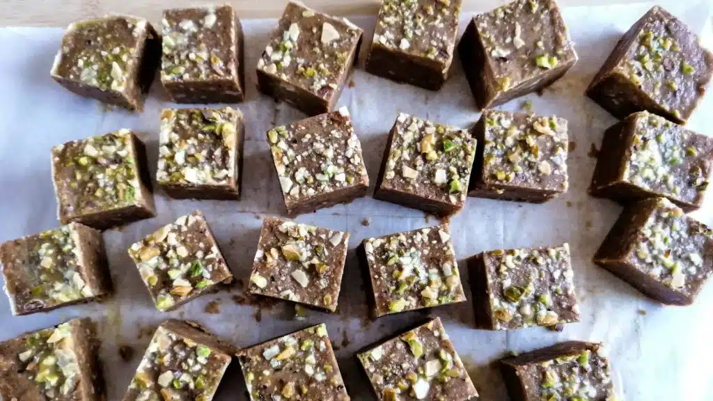 Besan barfi.