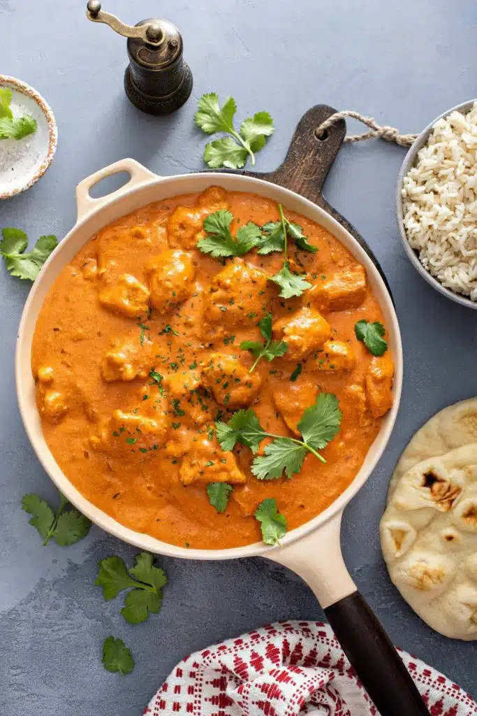 Chicken tikka in masala sauce.