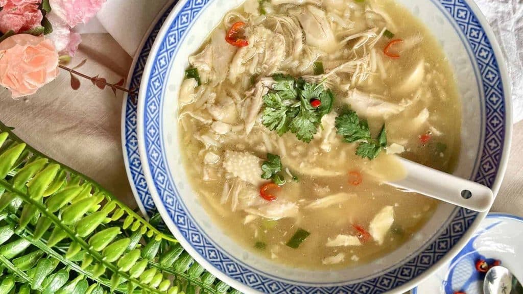 Chinese chicken rice soup. 