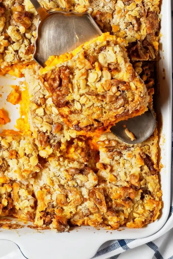 Sweet potato with pecan dump cake.