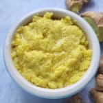 ginger paste in a white bowl.