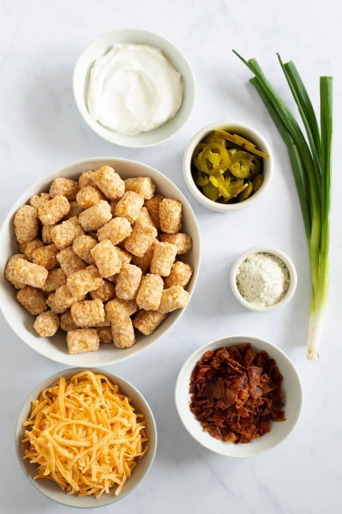 Ingredients for loaded tater tots.