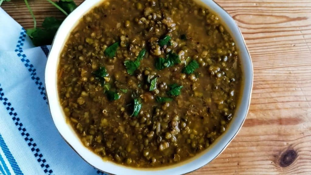 Green moong dal curry.