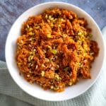 A round dish of Gajar ka Halwa.