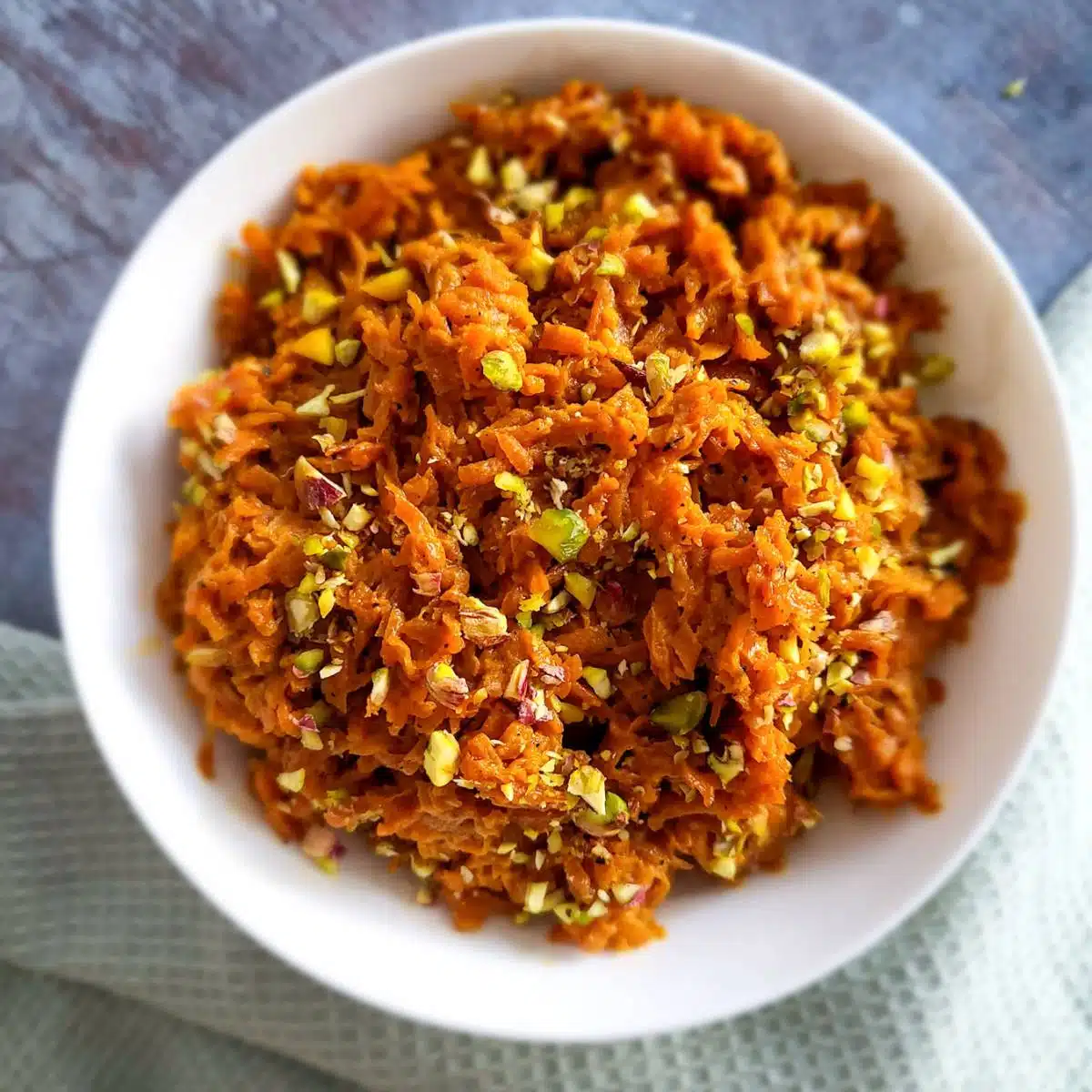 A round dish of Gajar ka Halwa.