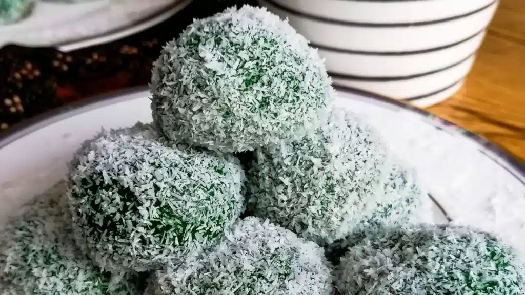 A stack of Indonesian Klepon.