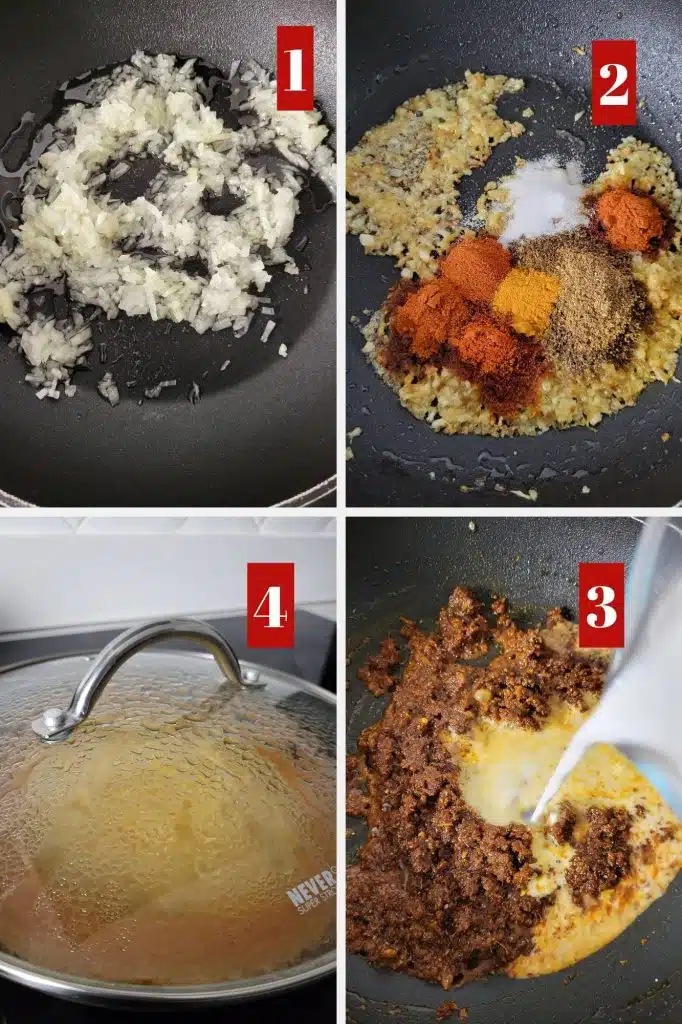 Photo collage of making masala.