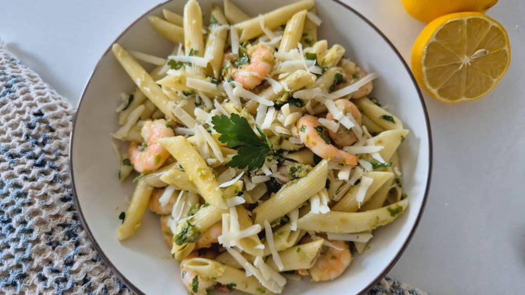 Spicy shrimp pasta.