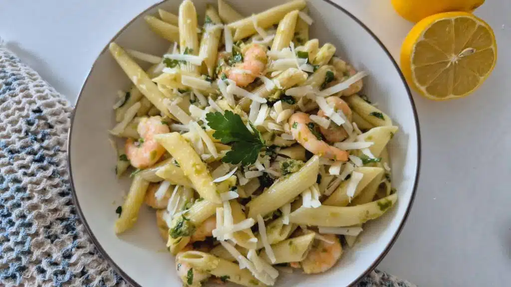 Spicy shrimp pasta.
