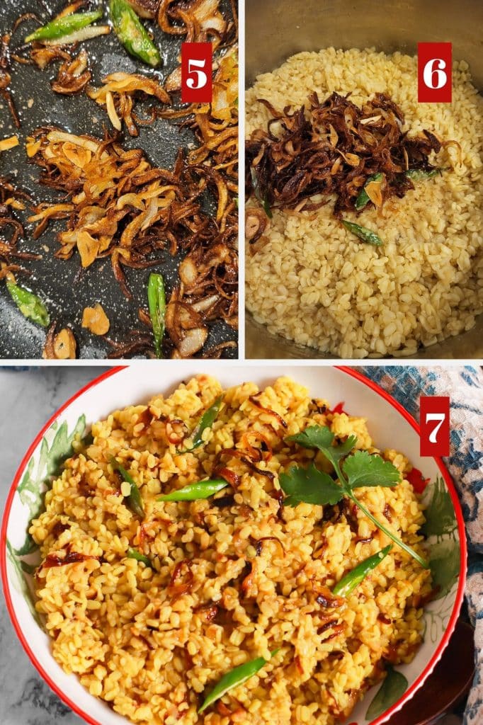Photo collage of making Urad Dal.