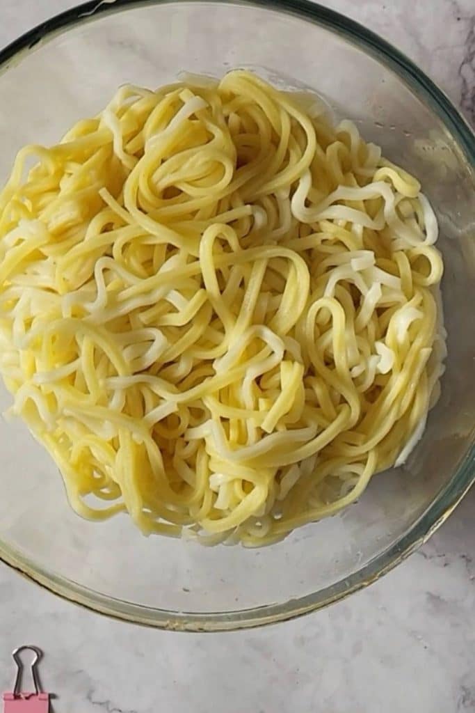 Cooked egg noodles.