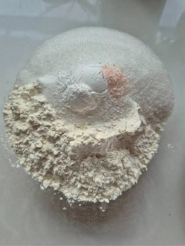 Flour, sugar, salt, and baking powder.