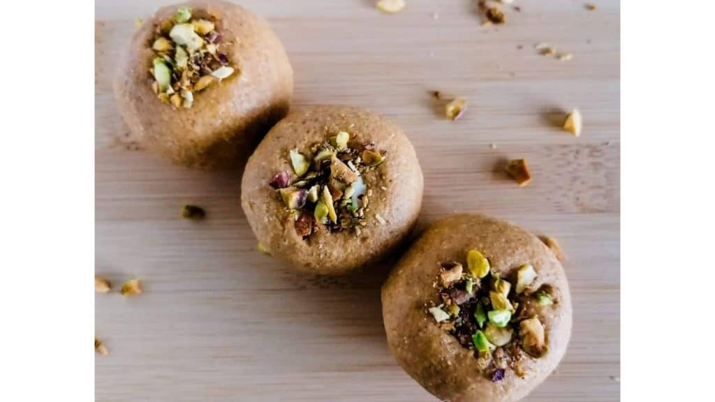 Three besan ladoos.