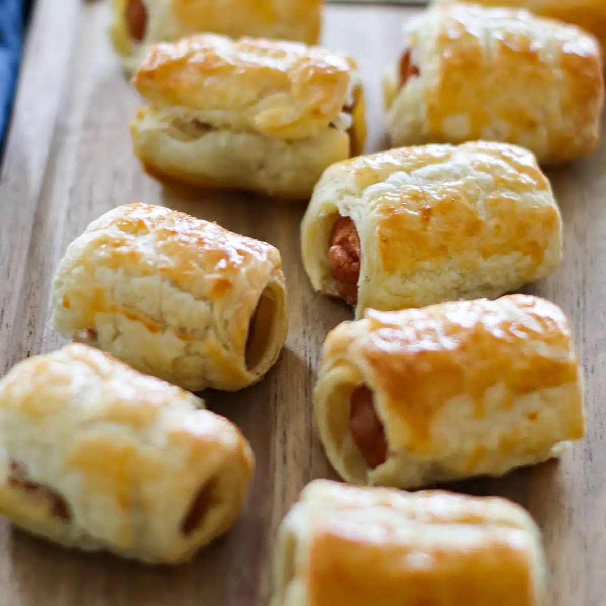 Puff pastry sausage rolls.
